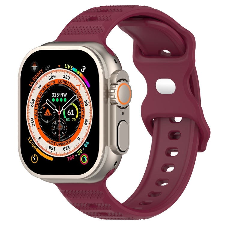 For Apple Watch 38mm Reverse Buckle Dot Texture Silicone Watch Band(Wine Red) - Watch Bands by PMC TechLife | Online Shopping South Africa | PMC TechLife