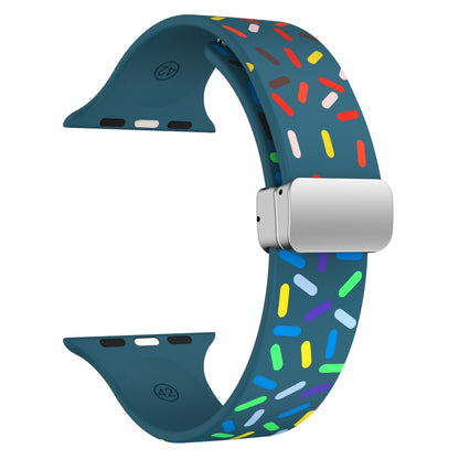 For Apple Watch 2 42mm Rainbow Dots Silicone Magnetic Buckle Watch Band(Blue) - Watch Bands by PMC Jewellery | Online Shopping South Africa | PMC Jewellery