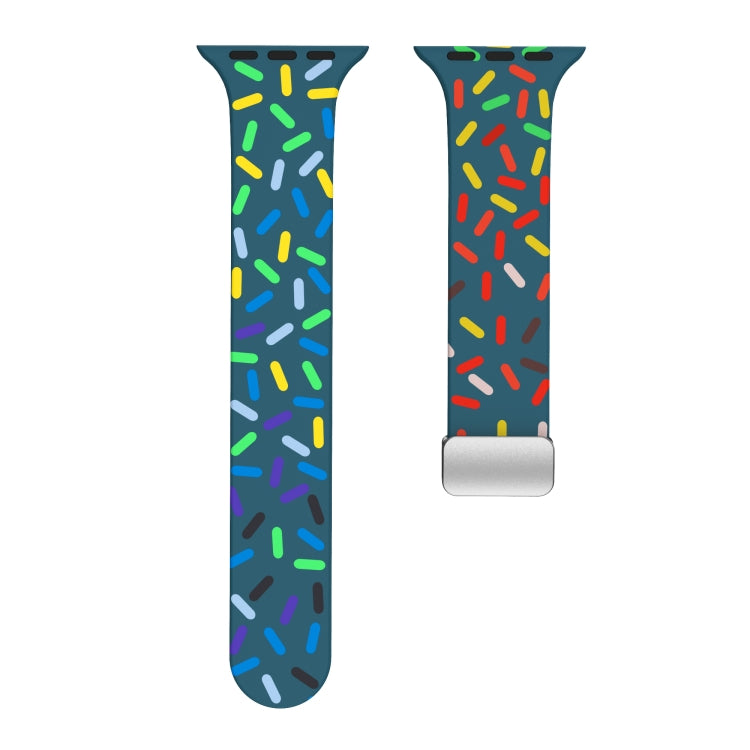 For Apple Watch 38mm Rainbow Dots Silicone Magnetic Buckle Watch Band(Blue) - Watch Bands by PMC TechLife | Online Shopping South Africa | PMC TechLife