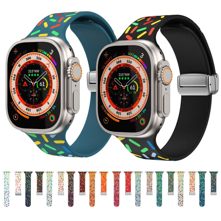 For Apple Watch 38mm Rainbow Dots Silicone Magnetic Buckle Watch Band(Blue) - Watch Bands by PMC TechLife | Online Shopping South Africa | PMC TechLife
