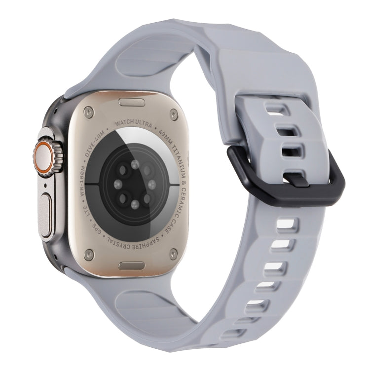 For Apple Watch 8 45mm Ripple Silicone Sports Watch Band(Light Grey) - Watch Bands by PMC TechLife | Online Shopping South Africa | PMC TechLife