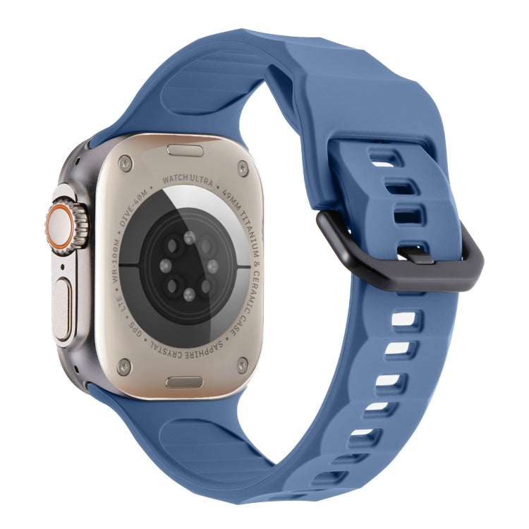 For Apple Watch 7 45mm Ripple Silicone Sports Watch Band(Light Blue) - Watch Bands by PMC TechLife | Online Shopping South Africa | PMC TechLife