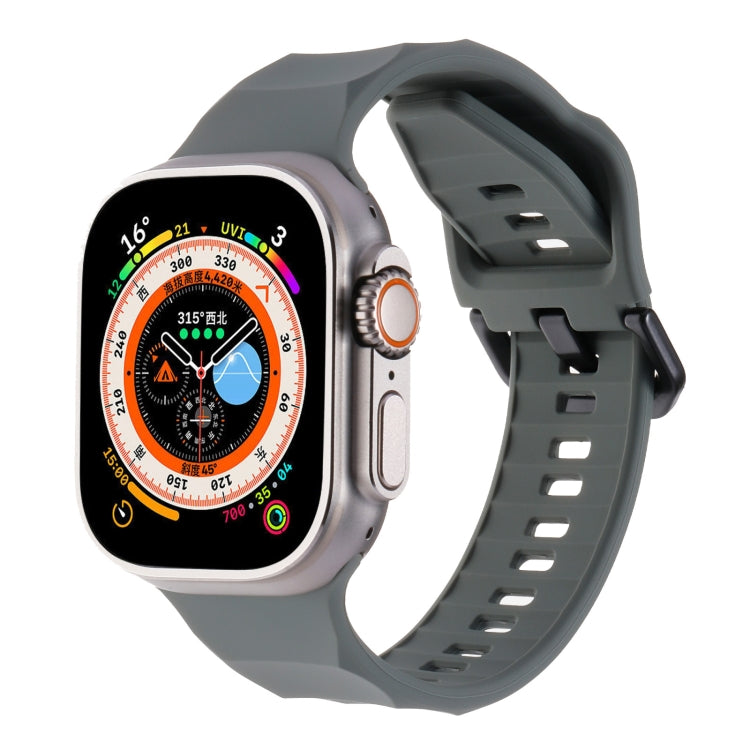 For Apple Watch SE 44mm Ripple Silicone Sports Watch Band(Dark Grey) - Watch Bands by PMC Jewellery | Online Shopping South Africa | PMC Jewellery