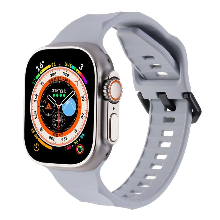 For Apple Watch 5 44mm Ripple Silicone Sports Watch Band(Light Grey) - Watch Bands by PMC TechLife | Online Shopping South Africa | PMC TechLife