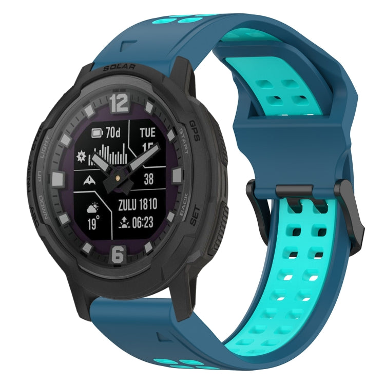 For Garmin Instinct Crossover 22mm Two-Color Reverse Buckle Silicone Watch Band(Blue+Teal) - Watch Bands by PMC Jewellery | Online Shopping South Africa | PMC Jewellery