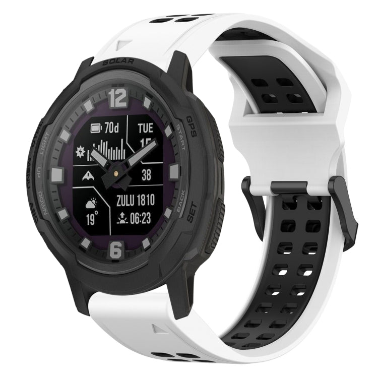 For Garmin Instinct Crossover Solar 22mm Two-Color Reverse Buckle Silicone Watch Band(White+Black) - Watch Bands by PMC TechLife | Online Shopping South Africa | PMC TechLife