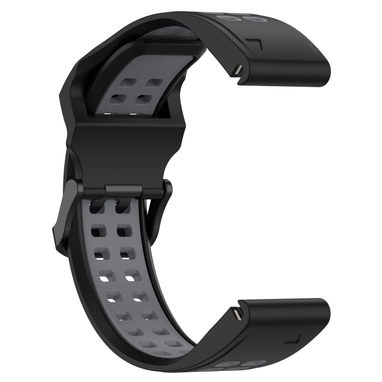 For Garmin Instinct Crossover Solar 22mm Two-Color Reverse Buckle Silicone Watch Band(Black+Grey) - Watch Bands by PMC TechLife | Online Shopping South Africa | PMC TechLife