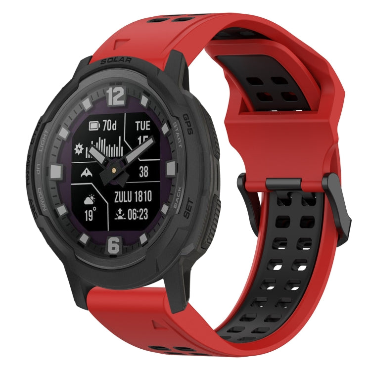 For Garmin Instinct Crossover Solar 22mm Two-Color Reverse Buckle Silicone Watch Band(Red+Black) - Watch Bands by PMC TechLife | Online Shopping South Africa | PMC TechLife