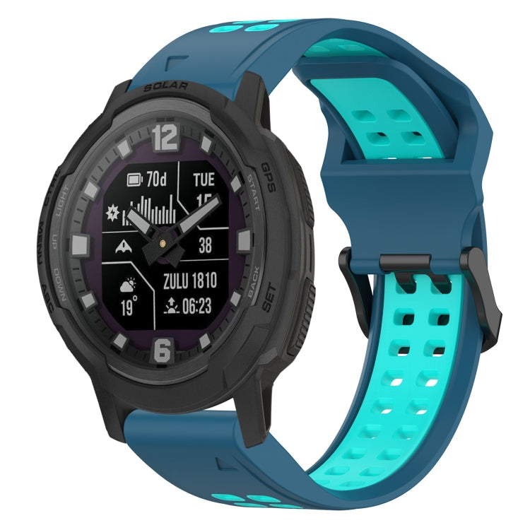 For Garmin Instinct Crossover Solar 22mm Two-Color Reverse Buckle Silicone Watch Band(Blue+Teal) - Watch Bands by PMC TechLife | Online Shopping South Africa | PMC TechLife