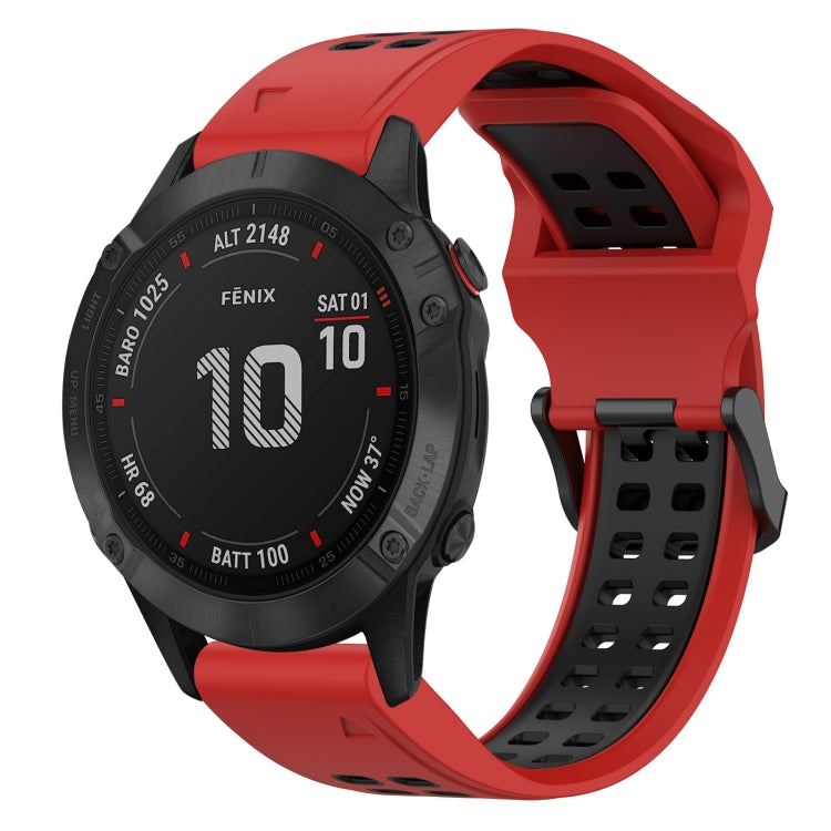 For Garmin Fenix 6 Pro 22mm Two-Color Reverse Buckle Silicone Watch Band(Red+Black) - Watch Bands by PMC Jewellery | Online Shopping South Africa | PMC Jewellery