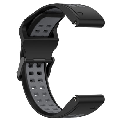 For Garmin Instinct 2 22mm Two-Color Reverse Buckle Silicone Watch Band(Black+Grey) - Watch Bands by PMC Jewellery | Online Shopping South Africa | PMC Jewellery