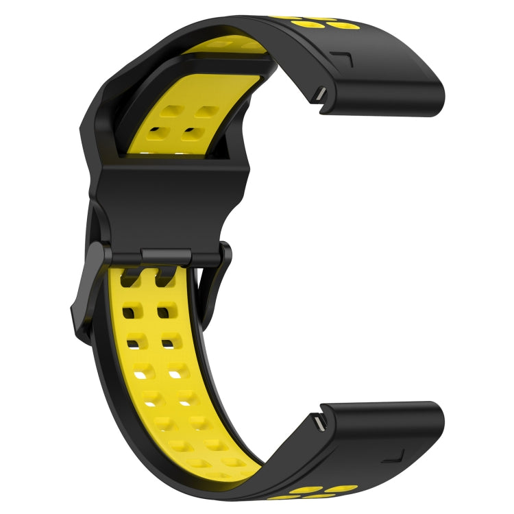For Garmin Instinct 22mm Two-Color Reverse Buckle Silicone Watch Band(Black+Yellow) - Watch Bands by PMC TechLife | Online Shopping South Africa | PMC TechLife