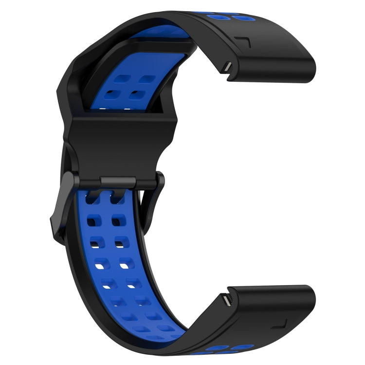 For Garmin Instinct 22mm Two-Color Reverse Buckle Silicone Watch Band(Black+Blue) - Watch Bands by PMC TechLife | Online Shopping South Africa | PMC TechLife