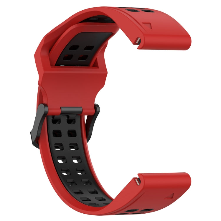 For Garmin Instinct 22mm Two-Color Reverse Buckle Silicone Watch Band(Red+Black) - Watch Bands by PMC TechLife | Online Shopping South Africa | PMC TechLife