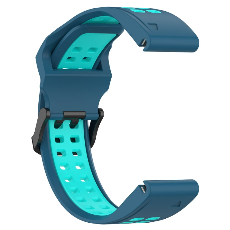 For Garmin Instinct 22mm Two-Color Reverse Buckle Silicone Watch Band(Blue+Teal) - Watch Bands by PMC TechLife | Online Shopping South Africa | PMC TechLife