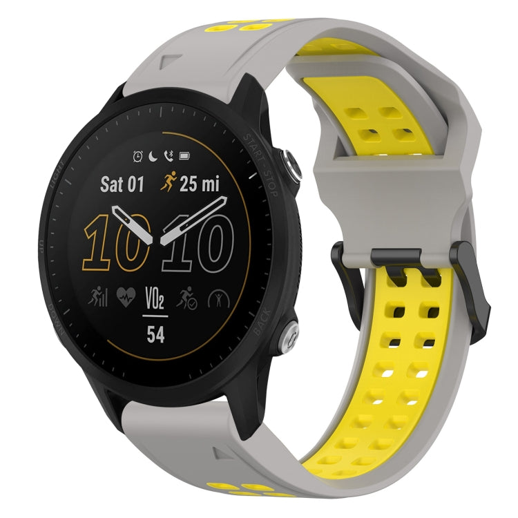 For Garmin Forerunner 955 22mm Two-Color Reverse Buckle Silicone Watch Band(Grey+Yellow) - Watch Bands by PMC TechLife | Online Shopping South Africa | PMC TechLife
