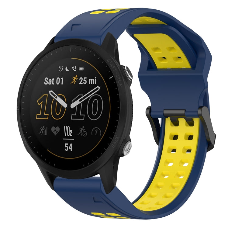 For Garmin Forerunner 955 22mm Two-Color Reverse Buckle Silicone Watch Band(Blue+Yellow) - Watch Bands by PMC TechLife | Online Shopping South Africa | PMC TechLife