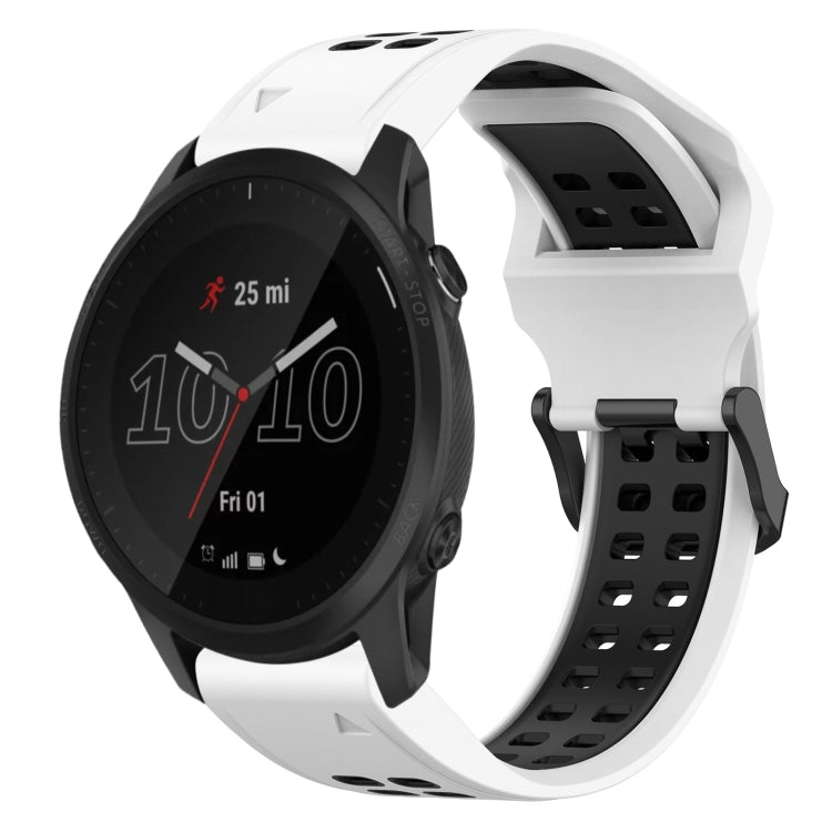 For Garmin Forerunner 945 22mm Two-Color Reverse Buckle Silicone Watch Band(White+Black) - Watch Bands by PMC TechLife | Online Shopping South Africa | PMC TechLife