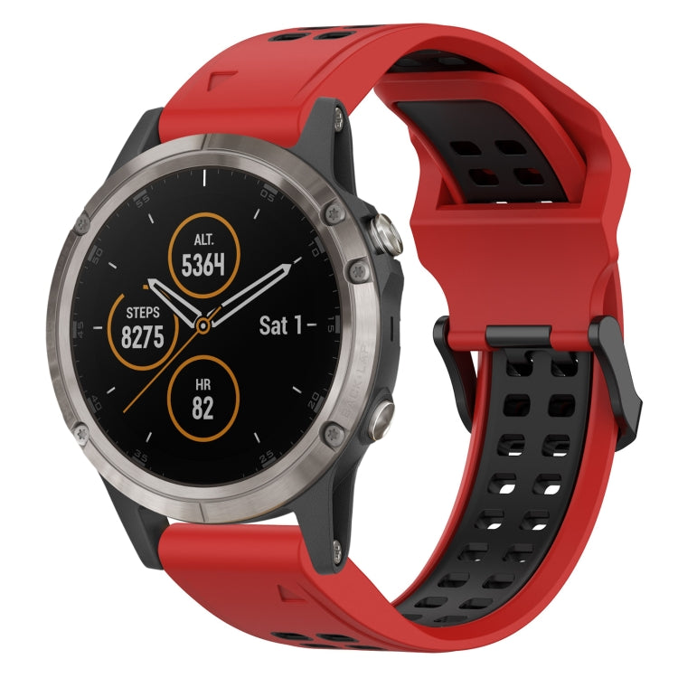 For Garmin Fenix 5 Plus 22mm Two-Color Reverse Buckle Silicone Watch Band(Red+Black) - Watch Bands by PMC Jewellery | Online Shopping South Africa | PMC Jewellery