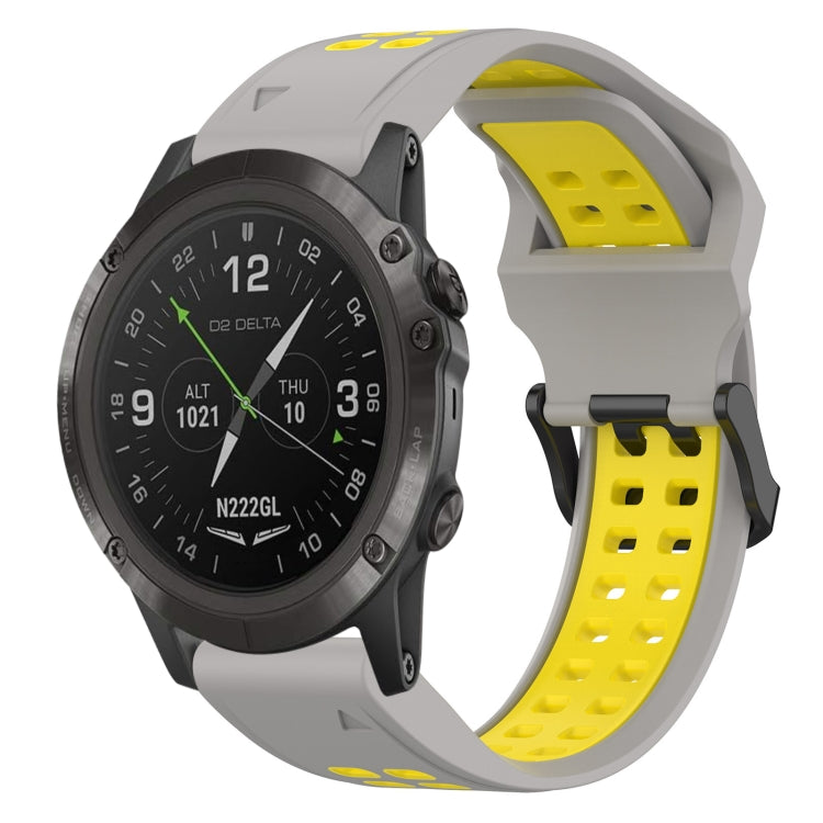For Garmin D2 Delta PX 26mm Two-Color Reverse Buckle Silicone Watch Band(Grey+Yellow) - Watch Bands by PMC TechLife | Online Shopping South Africa | PMC TechLife