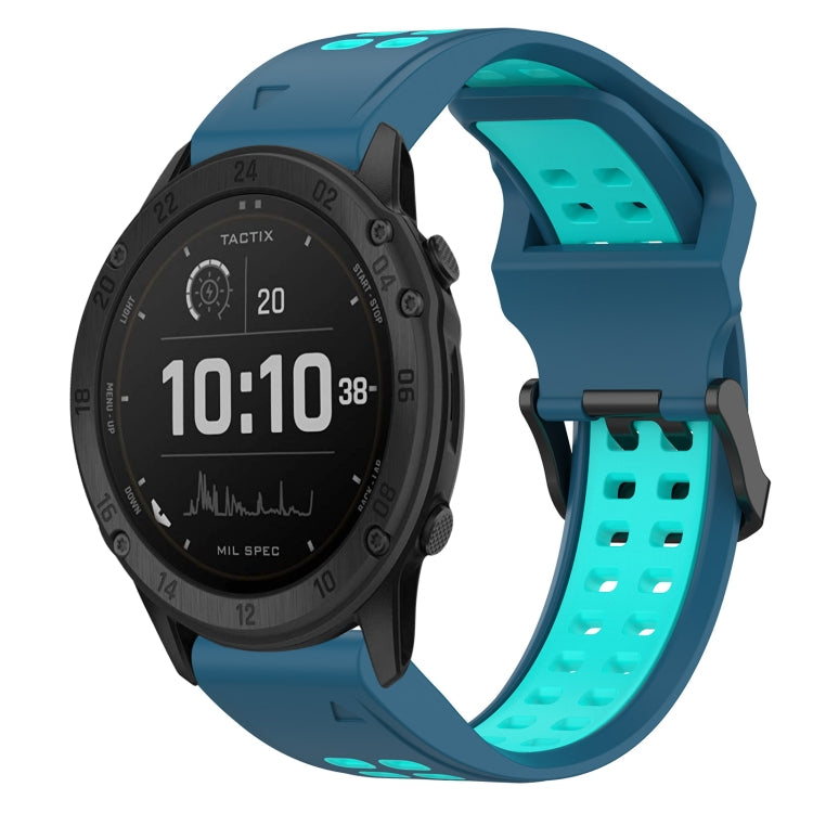 For Garmin Tactix Delta 26mm Two-Color Reverse Buckle Silicone Watch Band(Blue+Teal) - Watch Bands by PMC TechLife | Online Shopping South Africa | PMC TechLife
