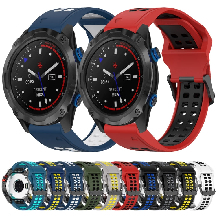 For Garmin Tactix Delta 26mm Two-Color Reverse Buckle Silicone Watch Band(Black+Grey) - Watch Bands by PMC TechLife | Online Shopping South Africa | PMC TechLife