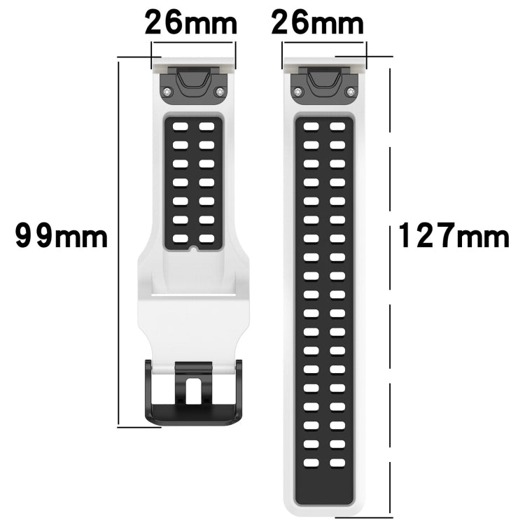 For Garmin Tactix Delta 26mm Two-Color Reverse Buckle Silicone Watch Band(White+Black) - Watch Bands by PMC Jewellery | Online Shopping South Africa | PMC Jewellery