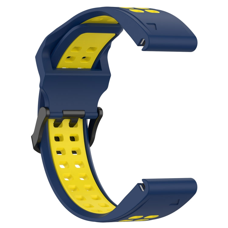 For Garmin Instinct 2S 20mm Two-Color Reverse Buckle Silicone Watch Band(Blue+Yellow) - Watch Bands by PMC TechLife | Online Shopping South Africa | PMC TechLife