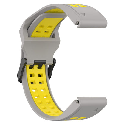 For Garmin Fenix 6S Pro 20mm Two-Color Reverse Buckle Silicone Watch Band(Grey+Yellow) - Watch Bands by PMC Jewellery | Online Shopping South Africa | PMC Jewellery