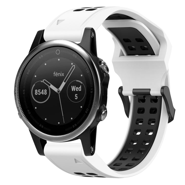 For Garmin Fenix 5S 20mm Two-Color Reverse Buckle Silicone Watch Band(White+Black) - Watch Bands by PMC Jewellery | Online Shopping South Africa | PMC Jewellery