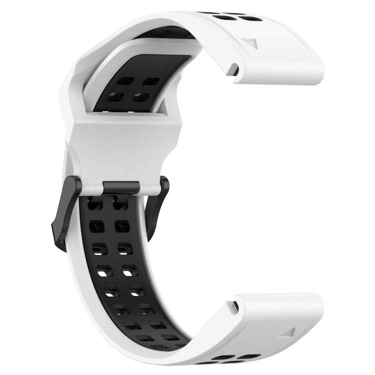 For Garmin Fenix 5S 20mm Two-Color Reverse Buckle Silicone Watch Band(White+Black) - Watch Bands by PMC Jewellery | Online Shopping South Africa | PMC Jewellery