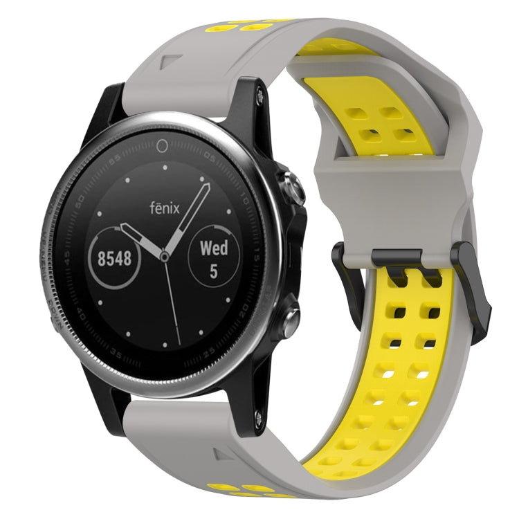 For Garmin Fenix 5S 20mm Two-Color Reverse Buckle Silicone Watch Band(Grey+Yellow) - Watch Bands by PMC Jewellery | Online Shopping South Africa | PMC Jewellery