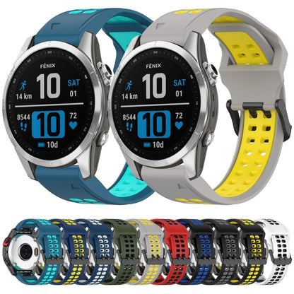 For Garmin Instinct 2S 20mm Two-Color Reverse Buckle Silicone Watch Band(Black+Yellow) - Watch Bands by PMC Jewellery | Online Shopping South Africa | PMC Jewellery