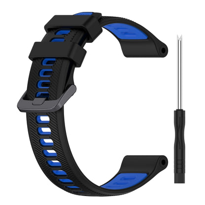 For Garmin Forerunner 945 Sports Two-Color Silicone Watch Band(Black+Blue) - Watch Bands by PMC Jewellery | Online Shopping South Africa | PMC Jewellery