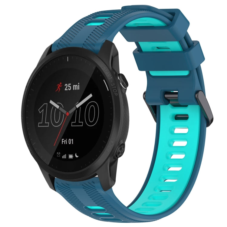 For Garmin Forerunner 945 Sports Two-Color Silicone Watch Band(Blue+Teal) - Watch Bands by PMC TechLife | Online Shopping South Africa | PMC TechLife