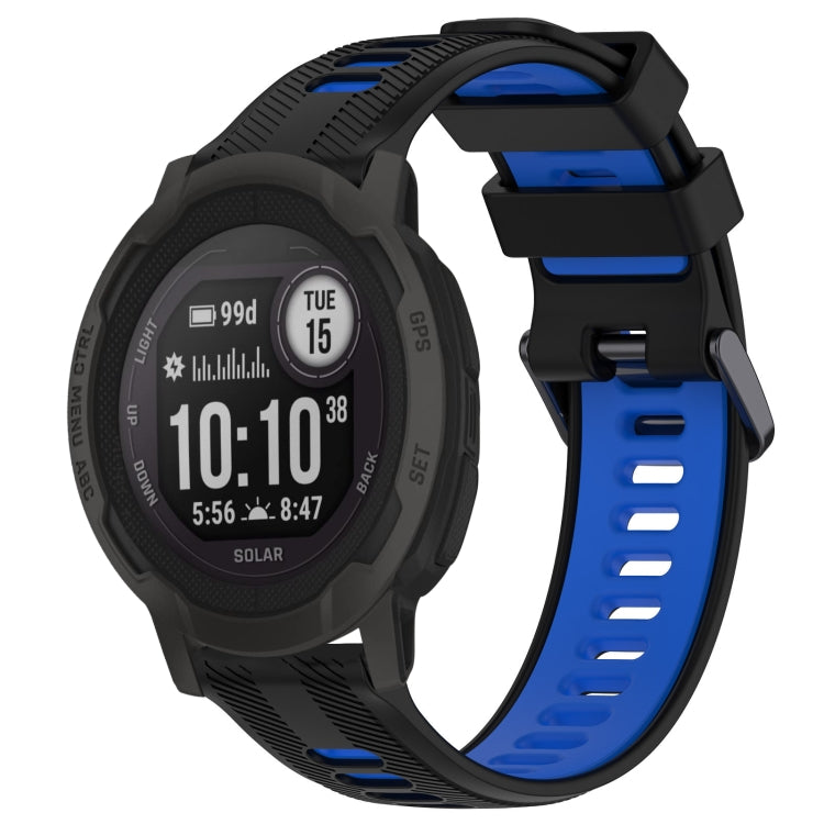 For Garmin Instinct 2 Sports Two-Color Silicone Watch Band(Black+Blue) - Watch Bands by PMC TechLife | Online Shopping South Africa | PMC TechLife
