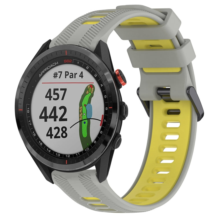 For Garmin Approach S62 Sports Two-Color Silicone Watch Band(Grey+Yellow) - Watch Bands by PMC Jewellery | Online Shopping South Africa | PMC Jewellery