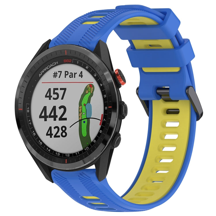 For Garmin Approach S62 Sports Two-Color Silicone Watch Band(Blue+Yellow) - Watch Bands by PMC Jewellery | Online Shopping South Africa | PMC Jewellery