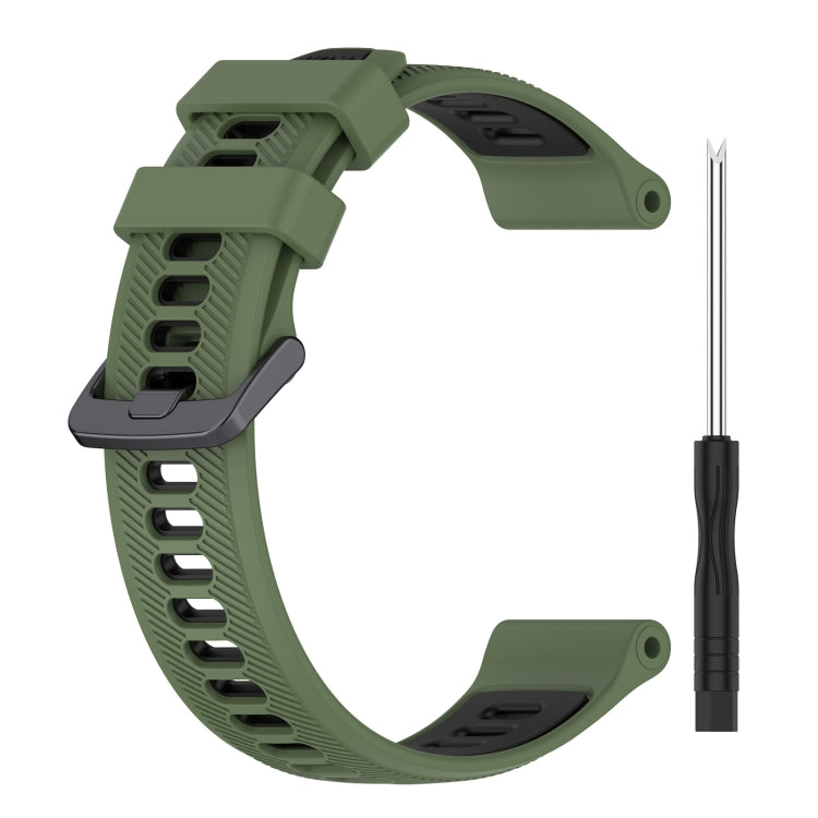 For Garmin Fenix 5 Sports Two-Color Silicone Watch Band(Army Green+Black) - Watch Bands by PMC Jewellery | Online Shopping South Africa | PMC Jewellery