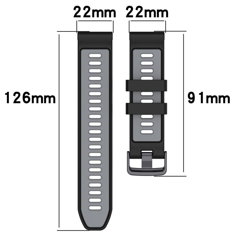 For Garmin EPIX Pro 47mm Sports Two-Color Silicone Watch Band(Black+Grey) - Watch Bands by PMC Jewellery | Online Shopping South Africa | PMC Jewellery