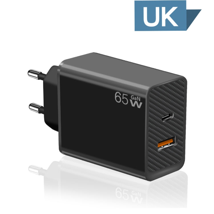 GaN PD48W Type-C PD3.0 + USB3.0 Notebook Adapter for  MacBook Series ，EU Plug(Black) - Cable & Adapter by PMC TechLife | Online Shopping South Africa | PMC TechLife