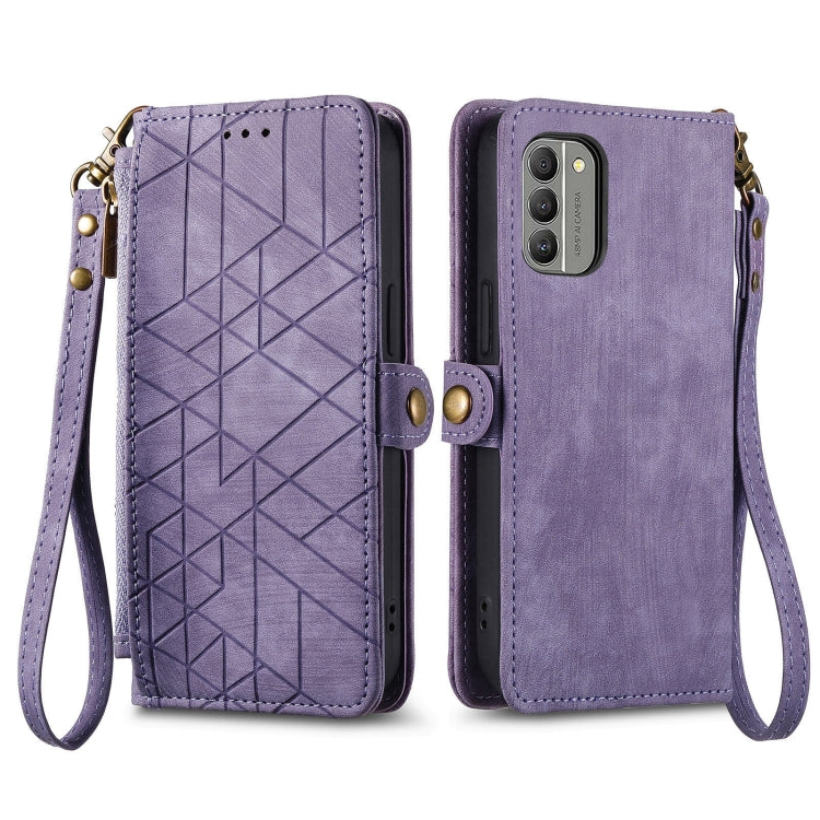 For Nokia X30 5G Geometric Zipper Wallet Side Buckle Leather Phone Case(Purple) - Nokia Cases by PMC Jewellery | Online Shopping South Africa | PMC Jewellery