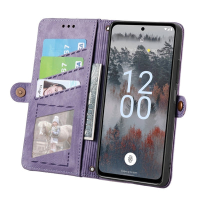 For Nokia X30 5G Geometric Zipper Wallet Side Buckle Leather Phone Case(Purple) - Nokia Cases by PMC Jewellery | Online Shopping South Africa | PMC Jewellery