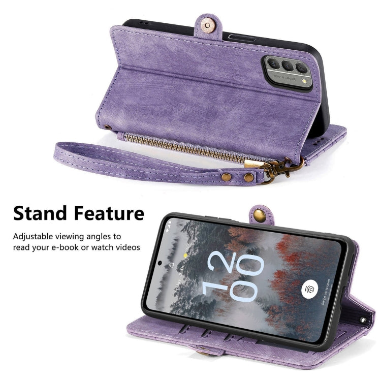 For Nokia X30 5G Geometric Zipper Wallet Side Buckle Leather Phone Case(Purple) - Nokia Cases by PMC Jewellery | Online Shopping South Africa | PMC Jewellery