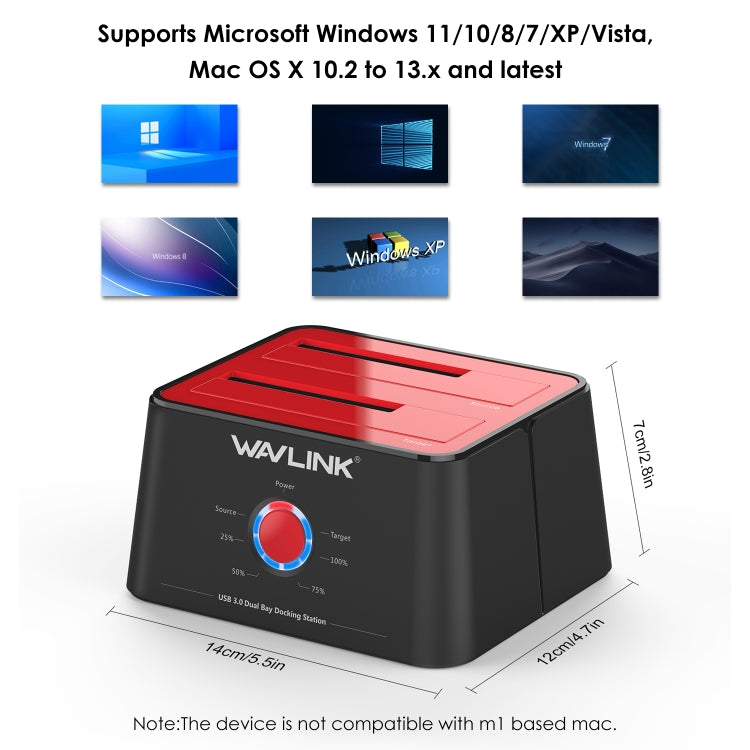 Wavlink ST334U SSD Dual Bay External Hard Drive Docking Station USB 3.0 to SATA I/II/III(EU Plug) - External Hard Drives by WAVLINK | Online Shopping South Africa | PMC Jewellery | Buy Now Pay Later Mobicred