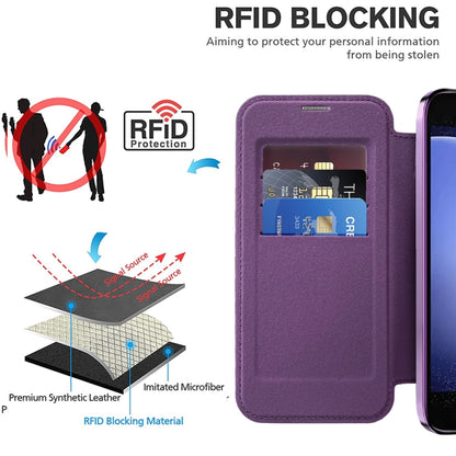 For Samsung Galaxy S23 FE 5G Shield Magsafe RFID Anti-theft Rhombus Leather Phone Case(Purple) - Galaxy S23 FE 5G Cases by PMC Jewellery | Online Shopping South Africa | PMC Jewellery