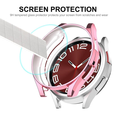 For Samsung Galaxy Watch6 Classic 47mm ENKAY Hat-Prince Electroplated Soft TPU Case + 0.2mm 9H Glass Screen Protector(Pink) - Watch Cases by ENKAY | Online Shopping South Africa | PMC Jewellery