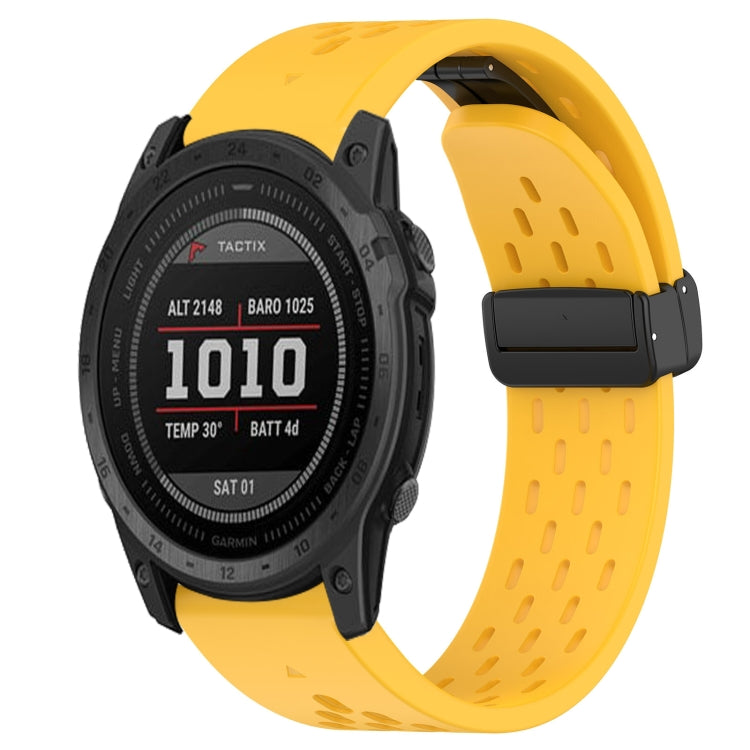Compatible with Garmin Tactix 7 26mm Folding Buckle Hole Silicone Watch Band(Yellow) - free shipping - PMC TechLife - Order now!