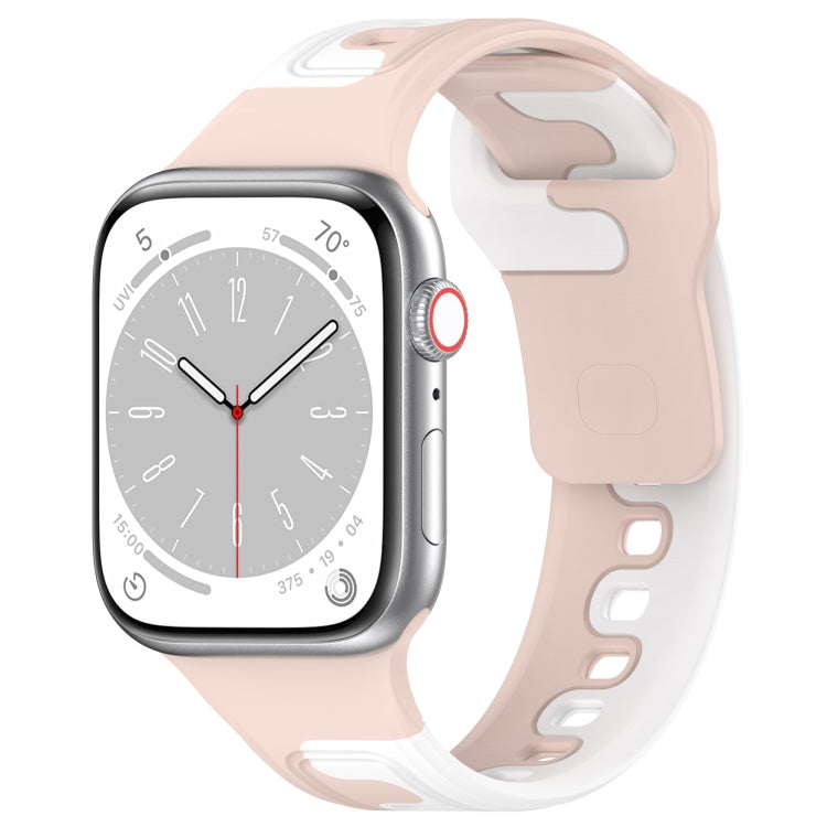 For Apple Watch 8 41mm Double Color Silicone Watch Band(Pink+White) - Watch Bands by PMC TechLife | Online Shopping South Africa | PMC TechLife