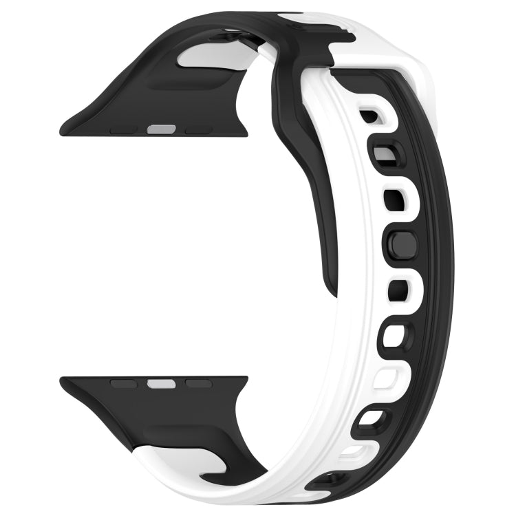 For Apple Watch 8 41mm Double Color Silicone Watch Band(Black+White) - Watch Bands by PMC TechLife | Online Shopping South Africa | PMC TechLife